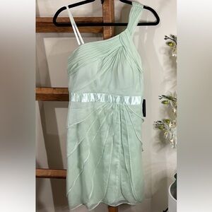 Adrianna Papell Draped One-Shoulder Tiered Chiffon Cocktail Dress